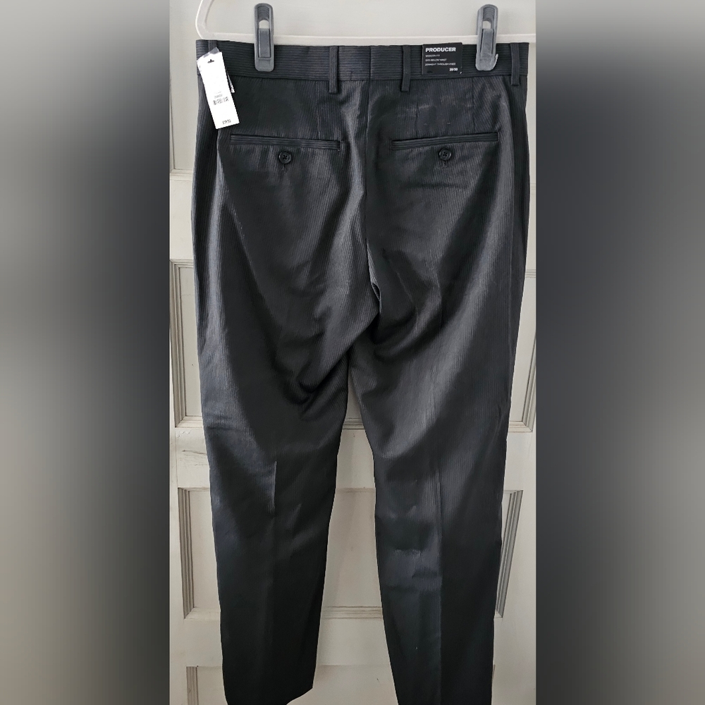 Express Men's Producer pants Black and Dark Gray pinstripes